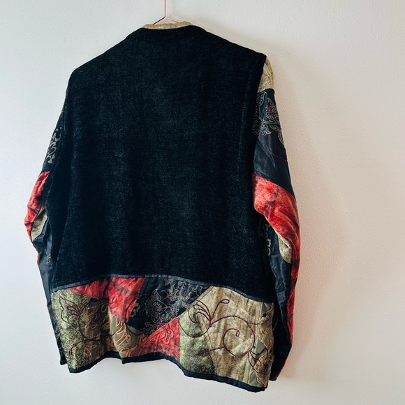 Vintage 1990s Quilted Embroidered Patchwork Blazer Jacket Abstract Print - Picture 10 of 11